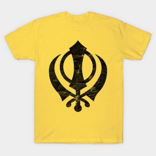 Khanda (Sikh symbol) -  Vintage Faded Style Design T-Shirt